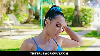 Busty Fitness Trainer Davina Davis Gets Oiled Up And Fucked By Her Training Partner