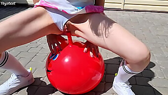 Amateur Stepsister Exercises With Double Penetration On A Fitness Ball