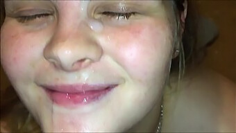 Blonde Teen Gives A Deepthroat Blowjob And Receives A Facial From A Guy Recording With His Iphone