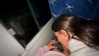 A Hot Brunette And Her Friends Flash And Suck Off A Bus Passenger