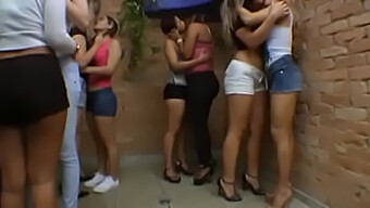 Karina Cruel And Others Indulge In Kissing And Tongue Play At A Brazilian Party